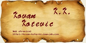 Kovan Kotević vizit kartica